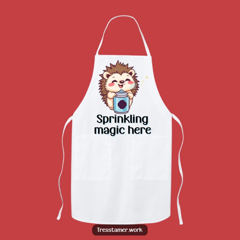 Funny Hedgehog Glitter Apron: Cook Up Some Hilarious Fun in the Kitchen!