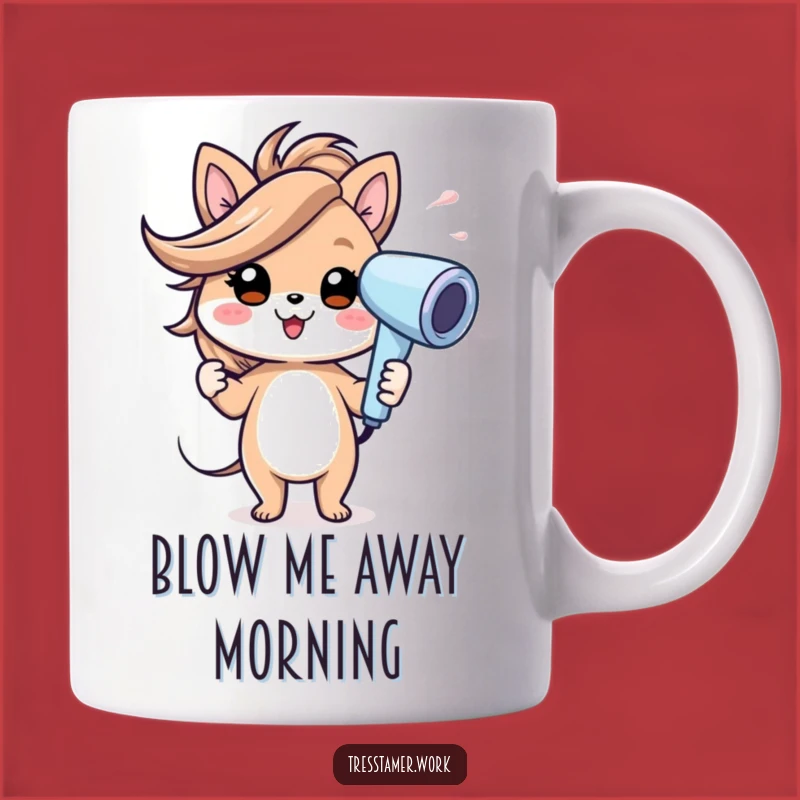Funny Animal Hairdryer Mug - Cheerful Windblown Style, Perfect Funny Gift
