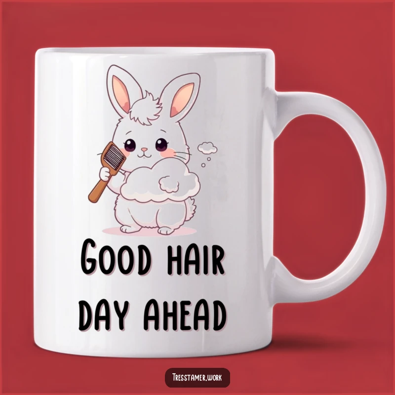 Funny Bunny Cloud Stylist Mug - Fluffy Hare Styling Air, Whimsical Gift