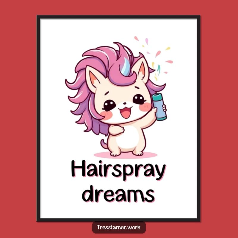 Funny Animal Hairspray Digital Art: Hilarious Style Decor Gift