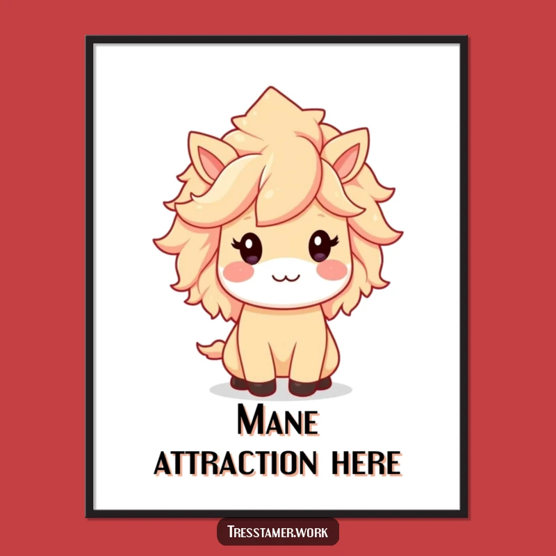 Funny Kawaii Animal Digital Art - Adorable Mane Wall Decor