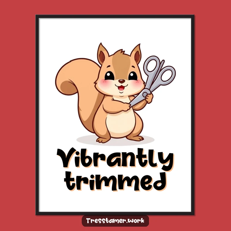 Funny Squirrel Rainbow Trimming Art Print - Cheerful Critter, Hilarious Wall Decor