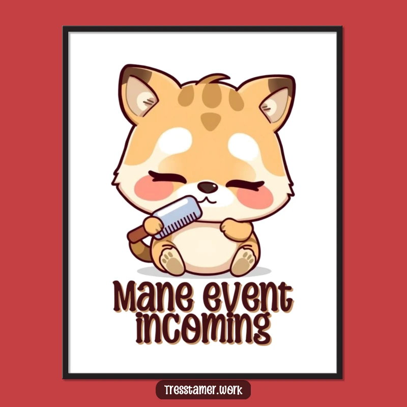 Funny Animal Comb Digital Print - Adorable Intense Focus Art, Perfect Funny Gift