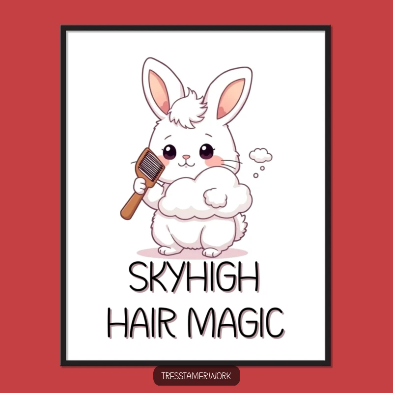 Funny Bunny Cloud Styling Art Print - Fluffy Hare, Hilarious Wall Decor