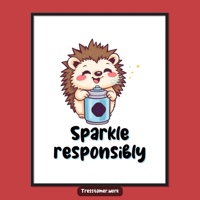 Funny Hedgehog Glitter Digital Art: Instant Hilarious Sparkle for Your Walls!