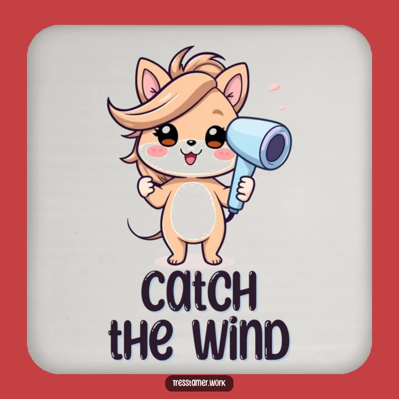 Funny Animal Hairdryer Coaster - Cheerful Gust Fun, Perfect Funny Gift