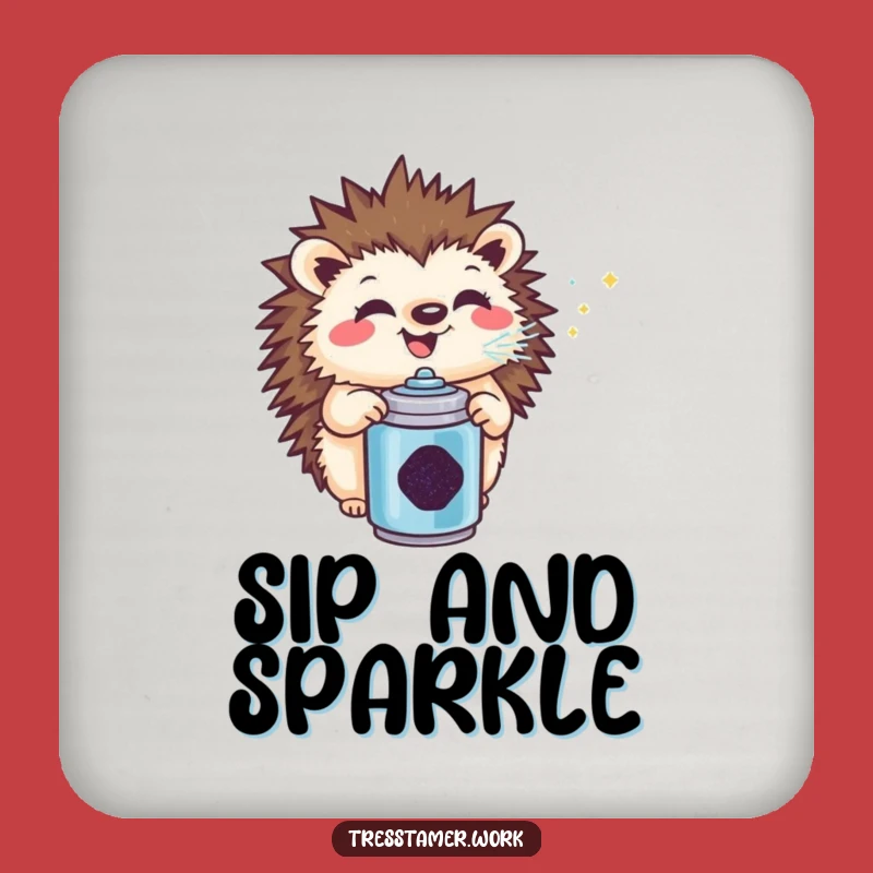 Funny Hedgehog Glitter Coaster: Protect Surfaces with Hilarious Sparkle!