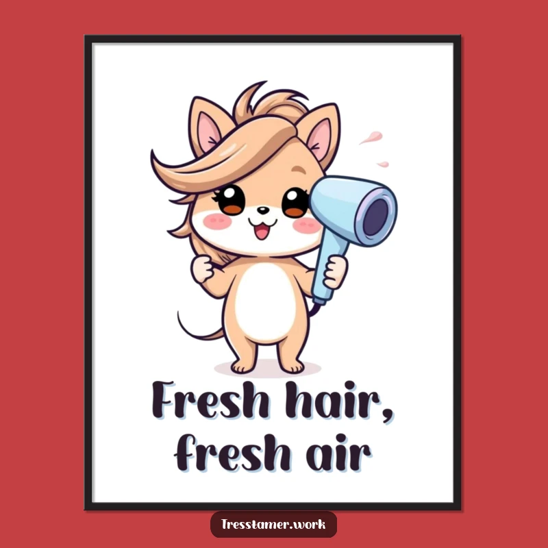 Funny Animal Hairdryer Poster - Cheerful Wind Effect Art, Perfect Funny Gift