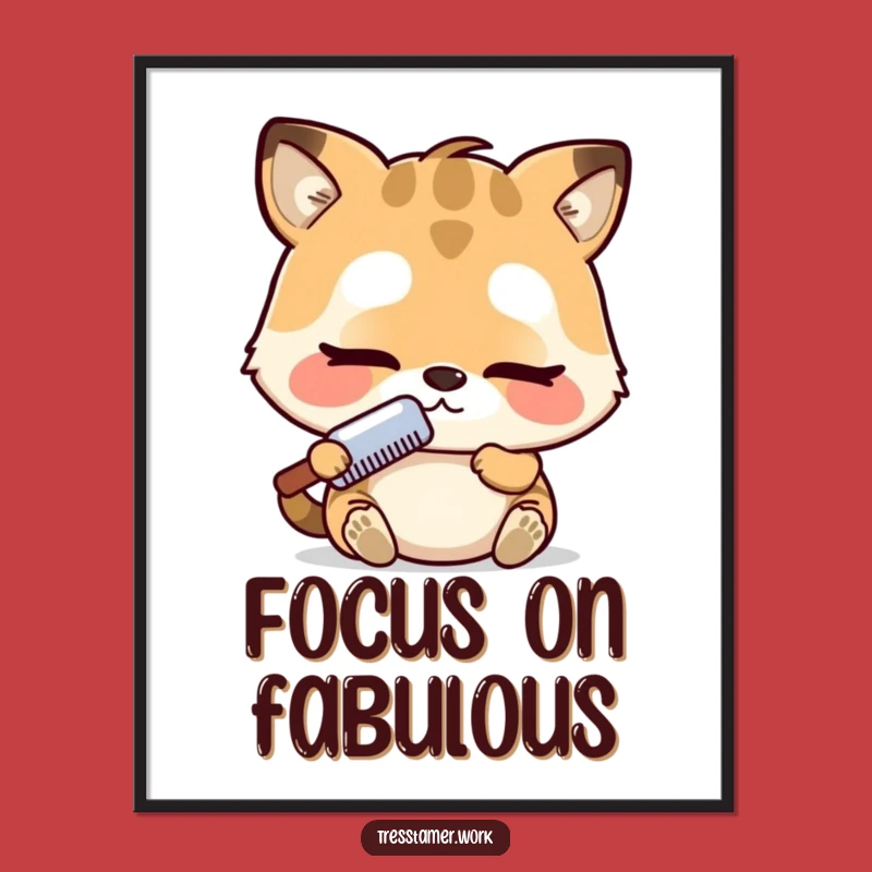 Funny Animal Comb Poster - Adorable Intense Focus Art, Perfect Funny Gift