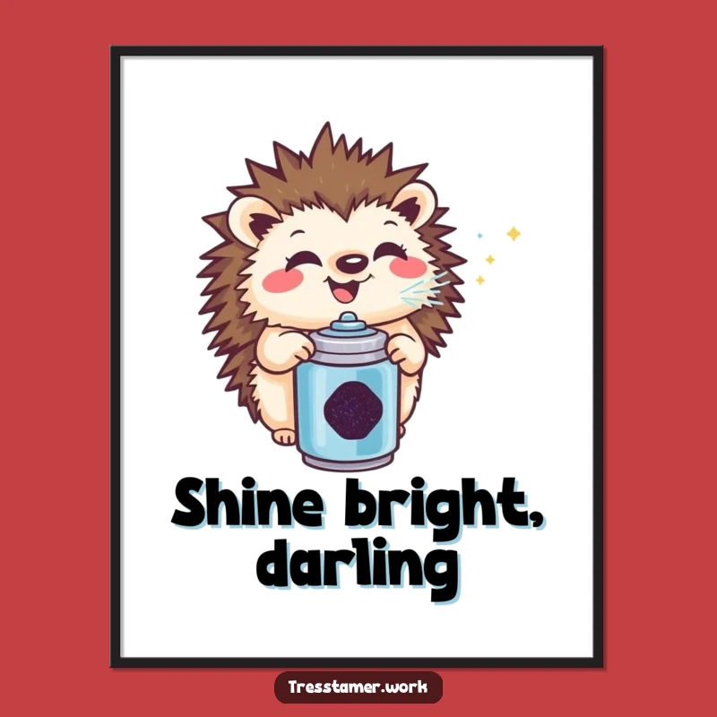 Funny Hedgehog Glitter Poster: Brighten Your Walls with Hilarious Sparkle!
