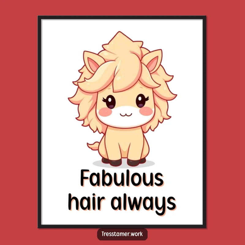 Funny Kawaii Animal Poster - Adorable Styled Mane Art
