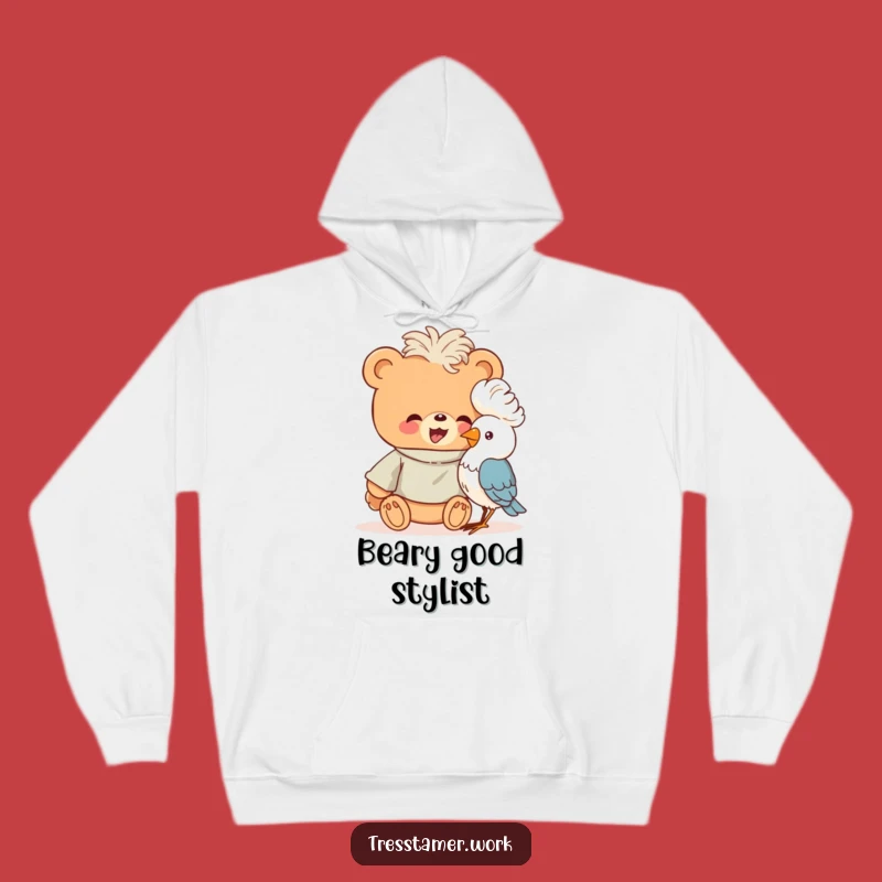 Funny Bear Cozy Perm Hoodie - Giggling Stylist, Hilarious Comfort Gift