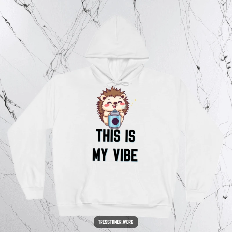 Funny hedgehog hoodie, joyfully spraying glitter, designed for ultimate comfort and a humorous, eye-catching look.