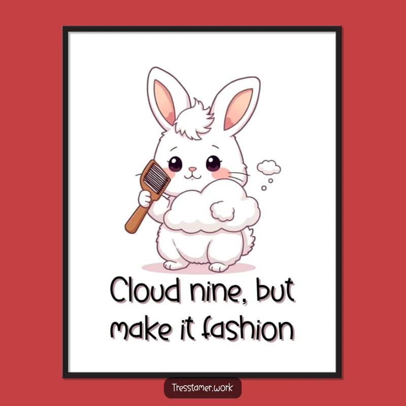 Funny Free Printable Wall Art: Bunny Cloud Hairdresser Humor Downloadable Decor