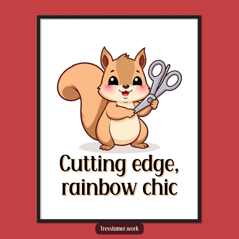 Funny Free Printable Wall Art: Squirrel Rainbow Artist Humor Downloadable Decor