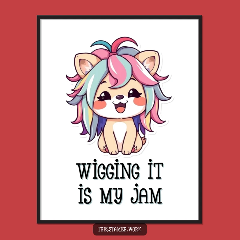 Funny Free Printable Wall Art: Wig-Wearing Animal Vibes - Hilarious Downloadable Art Gift