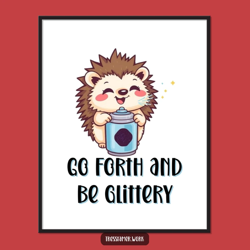 Free Printable Wall Art: Funny Hedgehog Glitter Bomb Downloadable Decor