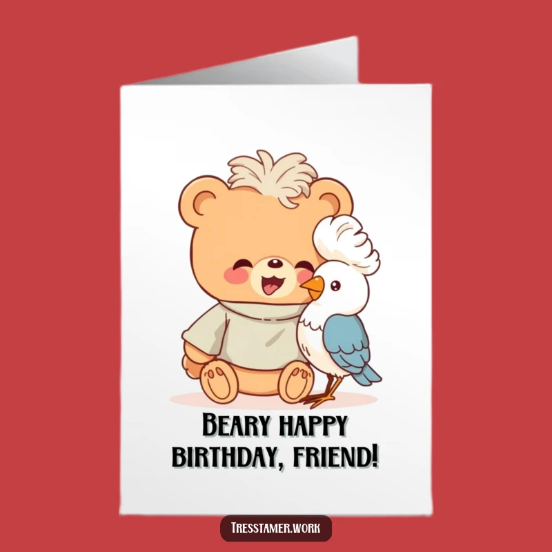 Free Printable Birthday Card: Bear Hairdresser Bird Perm Funny Greeting