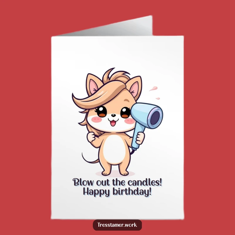 Free Printable Funny Birthday Card: Windblown Animal Stylist - Funny Downloadable Gift