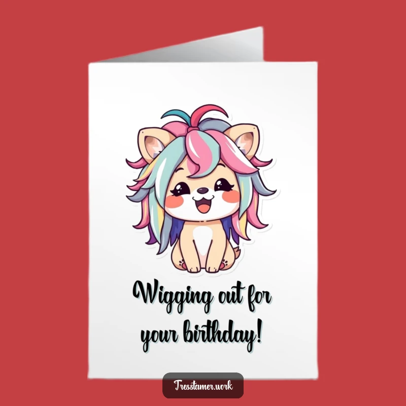 Free Printable Funny Birthday Card: Wig-Wearing Animal Fun - Funny Downloadable Gift