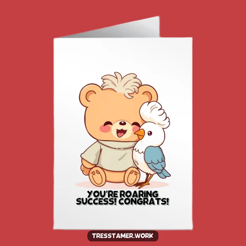 Free Printable Congrats Card: Bear's Bird Perm Success Humor
