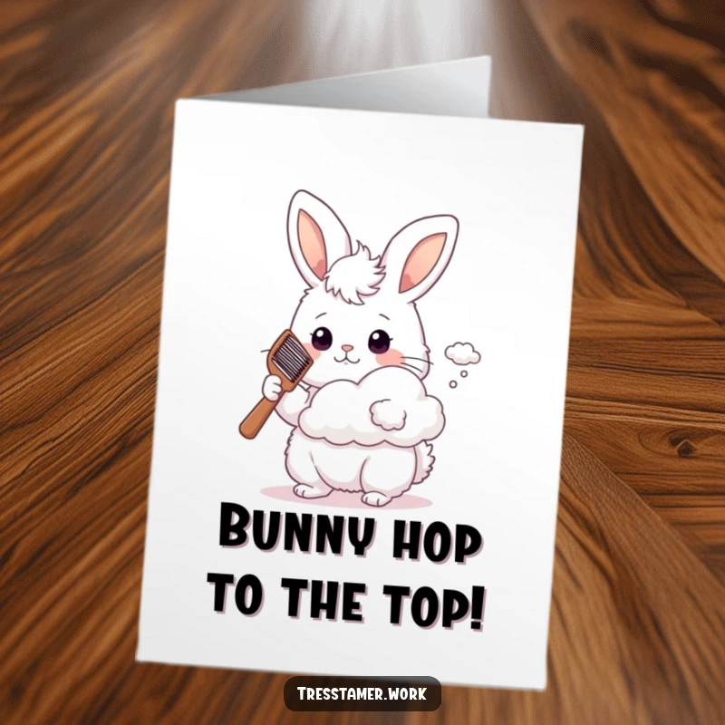 Funny Free Printable Congratulations Card: Bunny styling a cloud, symbolizing creative success and new heights.