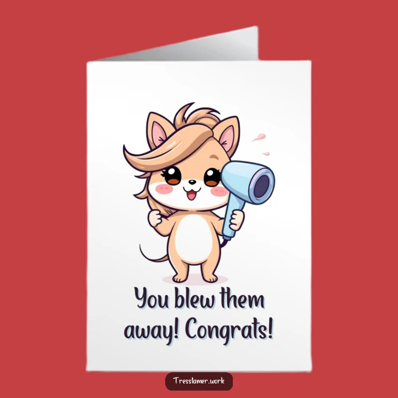 Free Printable Funny Congrats Card: Windblown Animal Celebration - Downloadable Gift