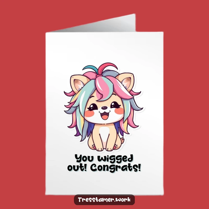 Free Printable Funny Congrats Card: Wig-Wearing Animal Celebration - Downloadable Gift