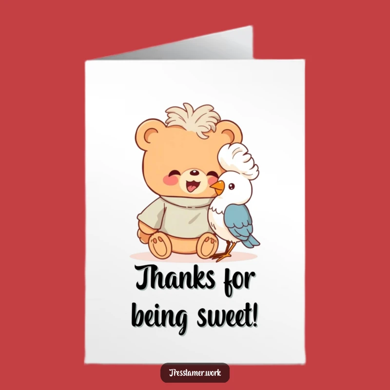 Free Printable Thank You Card: Bear's Bird Perm Gratitude Humor