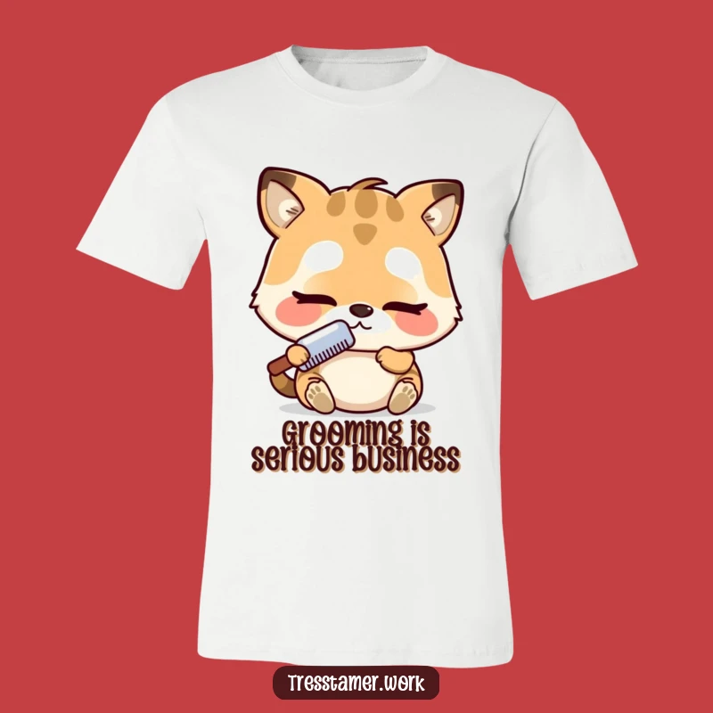 Funny Animal Comb T-Shirt - Adorable Character Concentrating Intensely, Perfect Gift