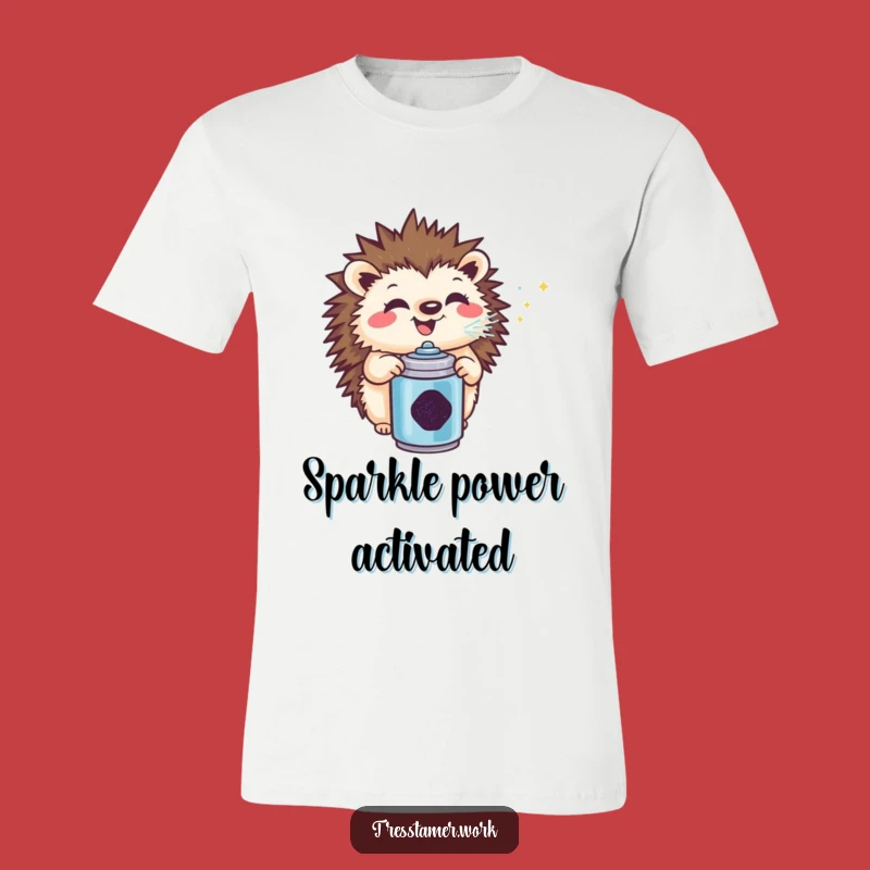 Funny Hedgehog Glitter T-Shirt: Wear Your Sparkle with This Hilarious Tee!