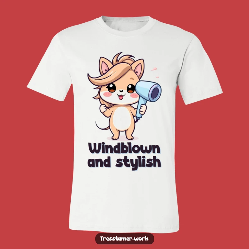 Funny Animal Hairdryer T-Shirt - Cheerful Wind Gust Style, Perfect Funny Gift