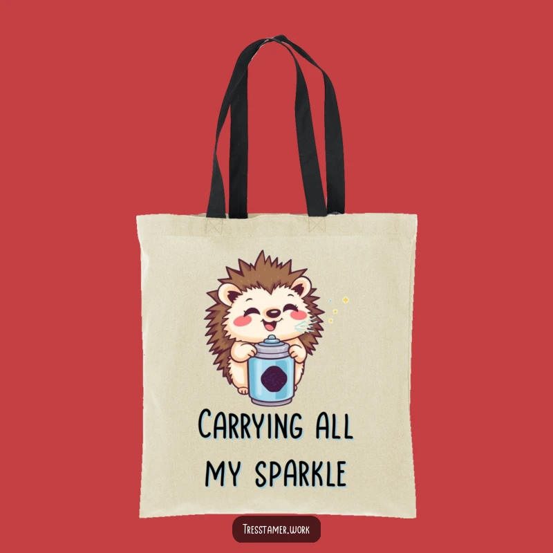 Funny Hedgehog Glitter Tote Bag: Carry Your Essentials with Hilarious Sparkle!